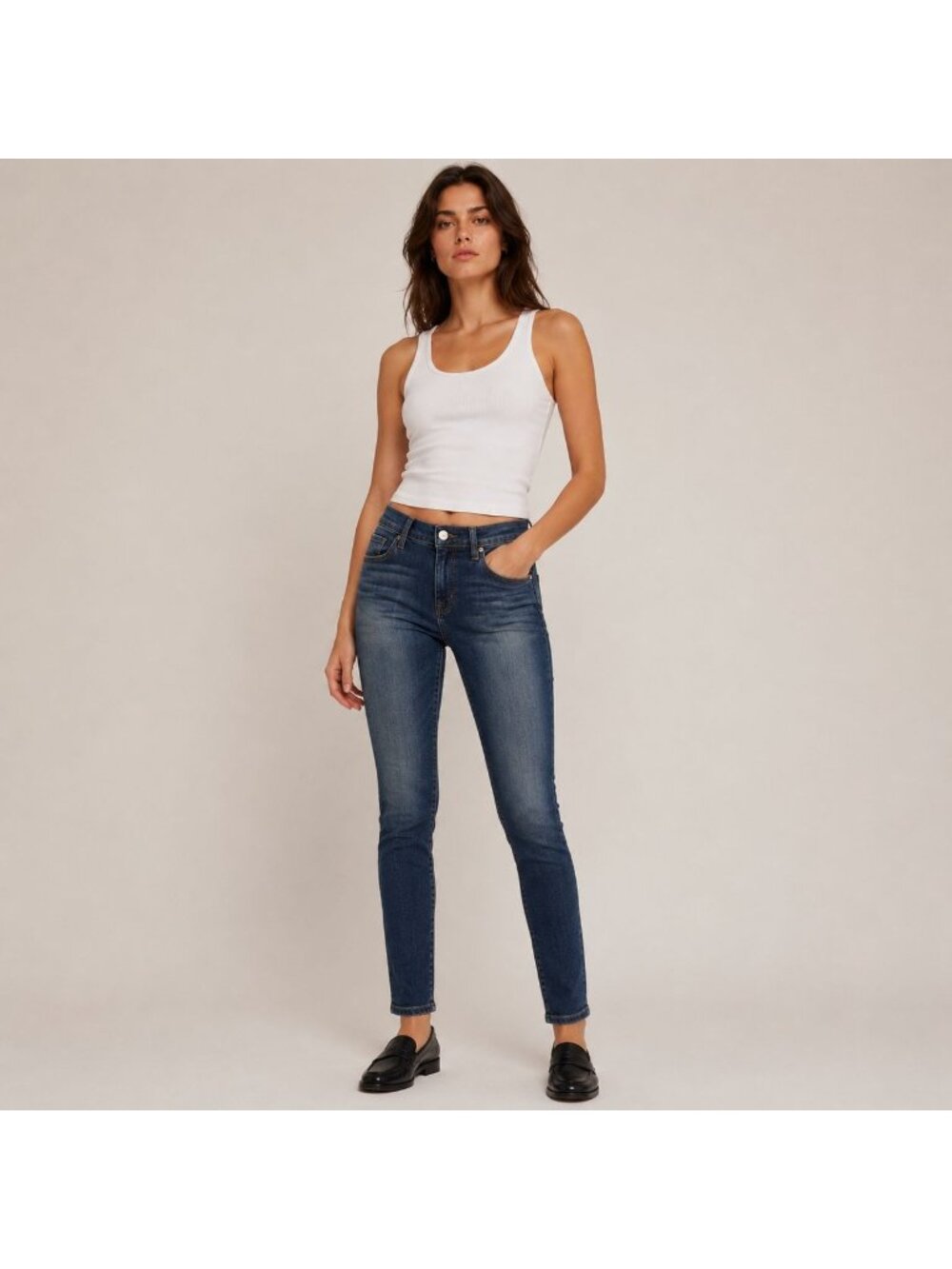 J Brand Womens 29 Stretch Skinny Jeans Spirited Cropped Zip Mid-Rise Medium Wash